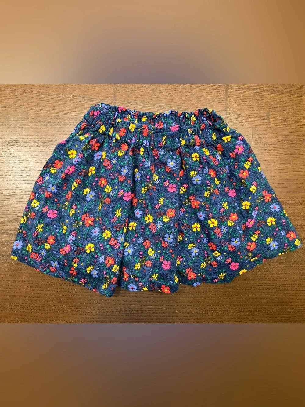 Old Navy Navy Floral Elastic Waist Skirt with Bright Blooms